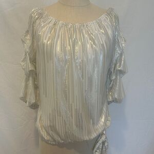 Vince Camuto white and gold blouse.